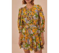 FARM Rio Yellow Capri Floral Mini Dress Short Sleeve Größe: M | Minikleider Outlet | Damen | Cyan