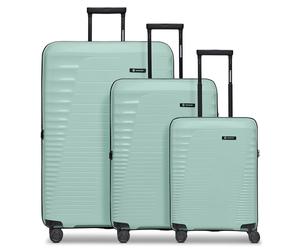 Farmhood Eco Edition nachhaltiges Hartschalen Koffer-Set 3-teilig | Trolleys mit Dehnfalte erweiterbar um 6 cm| Robustes und leichtes Material, 4 Doppelrollen & TSA-Schloss | Damen & Herren