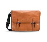 FARMHOOD Memphis Damen/Herren Leder Aktentasche | Dokumententasche mit Laptopfach und Steckfächer| 38 cm großer Messenger Bag mit Reißverschlussfach auf der Rückseite