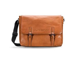 FARMHOOD Memphis Damen/Herren Leder Aktentasche | Dokumententasche mit Laptopfach und Steckfächer| 38 cm großer Messenger Bag mit Reißverschlussfach auf der Rückseite