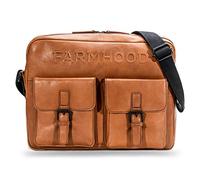 FARMHOOD Memphis Damen/Herren Leder Aktentasche | Messenger Bag mit längenverstellbarem Umhängeriemen | 38 cm groß Umhängetasche mit 2 aufgesetzten Vordertaschen und Laptopfach