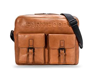 FARMHOOD Memphis Damen/Herren Leder Aktentasche | Messenger Bag mit längenverstellbarem Umhängeriemen | 38 cm groß Umhängetasche mit 2 aufgesetzten Vordertaschen und Laptopfach