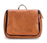 FARMHOOD Memphis Damen/Herren Leder Kulturbeutel | große Kosmetiktasche mit Haken zum Aufhängen | viele Fächer mit Reißverschluss | Beauty-Case 27 cm mit Reißverschluss auf der Rückseite