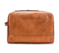 FARMHOOD Memphis Damen/Herren XL Leder Kulturbeutel | mit 2 Hauptfächern | Kosmetiktasche 30 cm