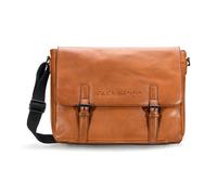 FARMHOOD Memphis Damen/Herren Leder Aktentasche | Dokumententasche mit Laptopfach und Steckfächer| 38 cm großer Messenger Bag mit Reißverschlussfach auf der Rückseite