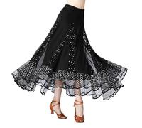 Faschingskostüm Damen Tutu Klassisch Rock Ballett Tüllrock Fastnacht Maxi Party A-Linie Röcke Viktorianisch Karneval Mehrfarbig Bubble Tanzkleid Frauen Mesh Tüll Faltenrock, Schwarz, M