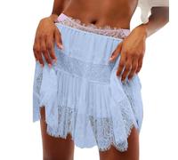 Faschingskostüme Frauen Tüllrock Ballett Karneval Elegant Weich Mini A-Linie Tüll Petticoat Fasching Mehrfarbig Bubble Unterrock Damen Party Halloween Retro Fastnacht Röcke, Blau, L
