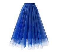Faschingskostüme Kinder Mädchen Locker Freizeit Midirock Gelber Tüllrock Damen Fashion Elegant Gelber Tüllrock Damen Tüll Petticoat Asymmetrisch Glitzer Rock Damen Astronauten Kostüm（5-Royal Blue，M）