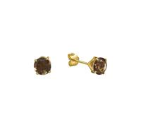 Paar Ohrstecker FASCINATION BY ELLEN K. "Gold 585 Rauchquarz 5mm" Ohrringe Gr. ONE-SIZE, Gold, gelb (gelb, braun) Damen Ohrstecker (338446-0)