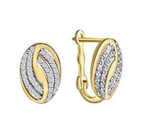 Paar Creolen FASCINATION BY ELLEN K. "585/- Gelbgold bicolor Zirkonia" Ohrringe Gr. ONE-SIZE, Gold, bunt (mehrfarbig + weiß) Damen (79483858-0) mehrfarbig + weiß
