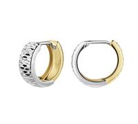 Paar Creolen "585/- Gelbgold bicolor diamantiert", bunt (mehrfarbig), FASCINATION BY ELLEN K., Ohrringe, Damen, ONE-SIZE, Gold (97107011-0) mehrfarbig