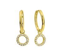 Paar Creolen "Gold 585 mit 32 echten Weißtopasen 14mm Durchmesser", gelb (gelb, weiß), FASCINATION BY ELLEN K., Ohrringe, Damen, one-size, Gold (92844816-0) gelb, weiß