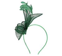 Fascinator Damen Hut Vintage Brautschleier Hochzeit Haarschmuck Feder Kopfschmuck Schleier Bankett Mesh Hut Karneval Haarspangen Elegant Haarclip Fasching Haarklammer Haarreif Zubehör(c-Green)