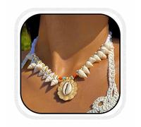 Fashband Boho-Halskette mit Seesternen, bunten Perlen, Muscheln, Strand-Halsketten für Damen