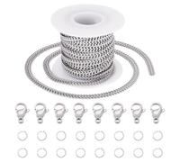 FASHEWELRY 5M 304 Edelstahl Panzerkette Ungeschweißt Twisted Link Connector Extender Kette für DIY Männer Frauen Armband Halskette Making Kits 5mm Breit