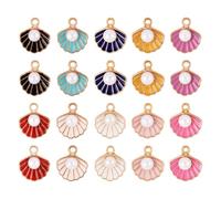 FASHEWELRY Muschel-Emaille-Charms in 10 Farben, Muschel-Legierung, Emaille, Anhänger mit Kunstperlen, Ozean-Themen-Charms für den Sommer, DIY-Schmuckherstellung, 20 Stück