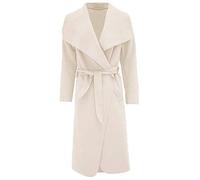FASHION 7STAR Damen Langer Mantel mit Gürteltasche, offener Mantel, Wasserfall-Jacke, Umhang, italienischer Stil, Größe 36-50 Gr. 34-36, beige