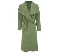 FASHION 7STAR Damen Langer Mantel mit Gürteltasche, offener Mantel, Wasserfall-Jacke, Umhang, italienischer Stil, Größe 36-50 Gr. 34-36, khaki