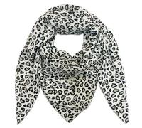 Fashion aus Italy XL Leopard Dreieck Schal aus 100% Baumwolle Frühling Unisex Uni Fashion Stola Tuch Übergangszeit Sommer Strickschal Strick Tuch Leo (Beige)