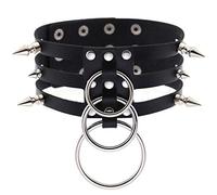 Fashion Damen Herren Cool Punk Niet Herz Form Ring Gothic Leder Halsband Choker Halskette Gr. One size, Schwarz