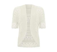 Fashion Essentials Damen-Bolero, gehäkelt, Strickjacke, Top, kurze Ärmel, cremefarben, Größe 48-50, Cremefarben