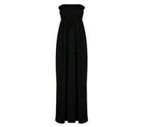Fashion Essentials Langes Bandeau-Kleid für Damen, trägerlos, elastisch, Jersey, Sommer-Maxikleid, Schwarz , 38-40