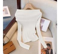 Fashion Forward Damen Schulterfrei Slim Fit Pullover Ideal für den täglichen Gebrauch (durchschnittliche Größe Weiß)