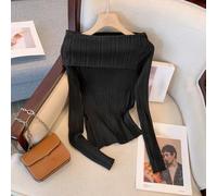 Fashion Forward Damen Schulterfrei Slim Fit Pullover Ideal für den täglichen Gebrauch (durchschnittliche Größe schwarz)