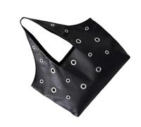 Fashion-Forward Damen-Schultertasche mit Nieten, geräumig, aus PU-Leder, leicht, für den Alltag, große Handtasche, Schwarz , Massive Schönheit