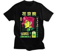 Fashion JoJo's Bizarre Adventure T Shirt Men Noriaki Kakyoin T-Shirt Japan Anime Manga Casual Tee Cotton Top Black L