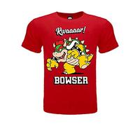 Fashion UK Bowser-T-Shirt, offizielles T-Shirt, 100% Baumwolle, Farbe: Rot, Lizenzprodukt. Kindergröße: Jungen., Rot 7 Jahre