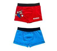 Fashion UK Boxershorts Super Mario Slip Kinder elastisch 2er Pack - Rot Blau (12 Jahre - 152 cm), mehrfarbig, 12 Jahre