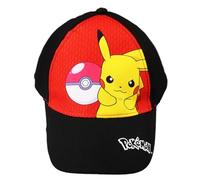 Fashion UK Offizielle Baseballkappe, kompatibel mit Pokemon Pikachu, Modell Pokeball. Schirmmütze für Kinder oder Jungen, Polyester und Baumwolle, Baseballkappe, schwarz rot. 54