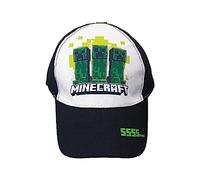 Fashion UK Offizielle Minecraft Cap mit 3 Creeper und Monsters für Kinder oder Jungen, Polyester und Baumwolle, Baseballkappe, Schwarz und Weiß., Mehrfarbig, 56 cm