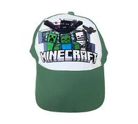 Fashion UK Offizielle Minecraft-Mütze mit Monster-Figuren, für Jungen oder Mädchen, aus Polyester und Baumwolle, Baseball Cap, Weiß und Grün., mehrfarbig, 48