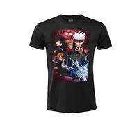 Fashion UK T-Shirt Jujutsu Kaisen Modell Figuren schwarz 100% Baumwolle Kurzarm Offizielles Produkt Größen für Erwachsene Jungen (XL)