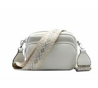 FASHION YOU WANT Crossbody Bag Damen Leder Breiter Gurt Handtasche Umhängetasche Moderne Taschen mit breitem Schultergurt,Abnehmbarer Schultergurt,Schwarz. (weiß)