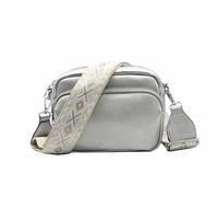 FASHION YOU WANT Crossbody Bag Damen Leder Breiter Gurt Handtasche Umhängetasche Moderne Taschen mit breitem Schultergurt,Abnehmbarer Schultergurt,Schwarz. (silber)