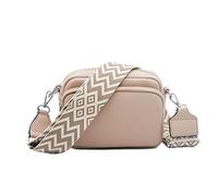 FASHION YOU WANT Crossbody Bag Damen Leder Breiter Gurt Handtasche Umhängetasche Moderne Taschen mit breitem Schultergurt,Abnehmbarer Schultergurt,Schwarz. (hellbraun)