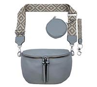 FASHION YOU WANT Crossbody Bag Damen Leder Breiter Gurt Handtasche Umhängetasche Moderne Taschen mit breitem Schultergurt,Abnehmbarer Schultergurt,Schwarz. (4hellblau)