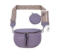 FASHION YOU WANT Crossbody Bag Damen Leder Breiter Gurt Handtasche Umhängetasche Moderne Taschen mit breitem Schultergurt,Abnehmbarer Schultergurt,Schwarz. (4lila)