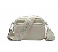 FASHION YOU WANT Crossbody Bag Damen Leder Breiter Gurt Handtasche Umhängetasche Moderne Taschen mit breitem Schultergurt,Abnehmbarer Schultergurt,Schwarz. (beige)