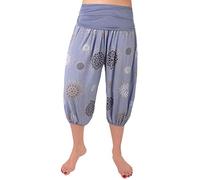 FASHION YOU WANT Damen 3/4 Pumphose Capri Pluderhose im Harem Stil Kurze Sommerhose Yoga Aladinhose Knielang (Pb Jeansblau, 38/40)