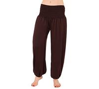 FASHION YOU WANT Damen Haremshose Pumphose Aladinhose Sommerhose Modal Jogginghose Yoga Pilates Stretch Hosen Pants Relax Festivalhose ideal für Sport und Freizeit (52/54, braun)