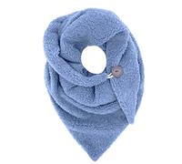 FASHION YOU WANT Damen KuschelSchal, Teddyfell Baumwolle Dreieckstuch Frauen Winterschal Herbstschal Warm Dreieck Schal Halstuch Scarf (jeansblau)