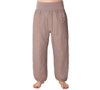 FASHION YOU WANT Damen Leinenhose Größe 36/38 röße 50/52 aus 100% Leinen - leichte Sommerhose Tunnelbund mit Gummizug und 2 aufgesetzten Taschen vorne - weiter Schnitt (56/58, Schlamm)