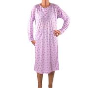 FASHION YOU WANT Damen Senioren Oma Nachthemd Größe 36/38 bis 58/60 mit Blumenmuster kuschelig weich aus Baumwolle ideal für pflegebedürftige Omas einfach anzuziehen super pflegeleicht (N06, 56/58)