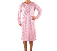 FASHION YOU WANT Damen Senioren Oma Nachthemd Größe 36/38 bis 58/60 mit Blumenmuster kuschelig weich aus Baumwolle ideal für pflegebedürftige Omas einfach anzuziehen super pflegeleicht (N04, 56/58)