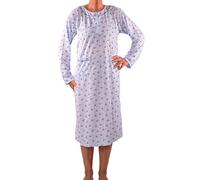 FASHION YOU WANT Damen Senioren Oma Nachthemd Größe 36/38 bis 58/60 mit Blumenmuster kuschelig weich aus Baumwolle ideal für pflegebedürftige Omas einfach anzuziehen super pflegeleicht (N08, 56/58)