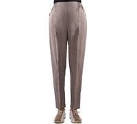 FASHION YOU WANT Damen Seniorenhose Schlupfhose mit Gummibund Kurzgröße Frühjahr/Sommer Qualität Frühjahr/Sommerhose ideal für pflegebedürftige Omas einfach anzuziehen (44/46, Hellbraun meliert)